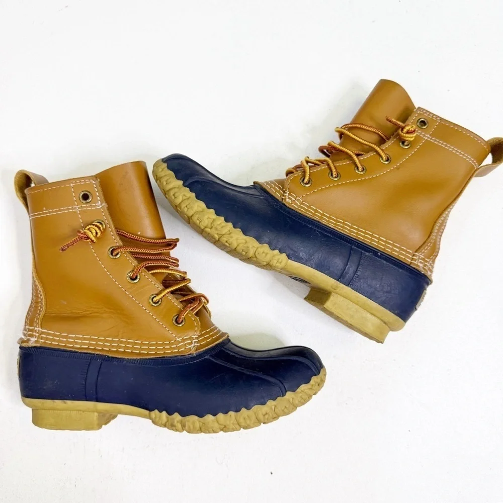 L.L. Bean Bean Boots 6” Brown & Navy Duck Boots Size 6M | Style ID 213883